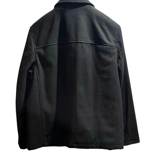 Dockers Peacoat Jacket Black Faux Mock Double Layer Zipper Wool Blend New XL - Picture 3 of 12